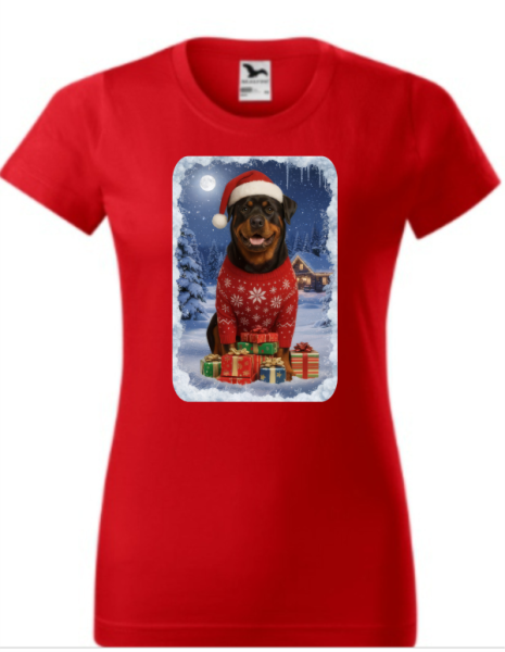 Vánoční tričko s Rotvajlerem dámské3